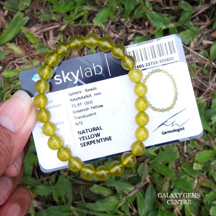 Gelang Permata Batu Yellow Serpentine Include Certificate Memo