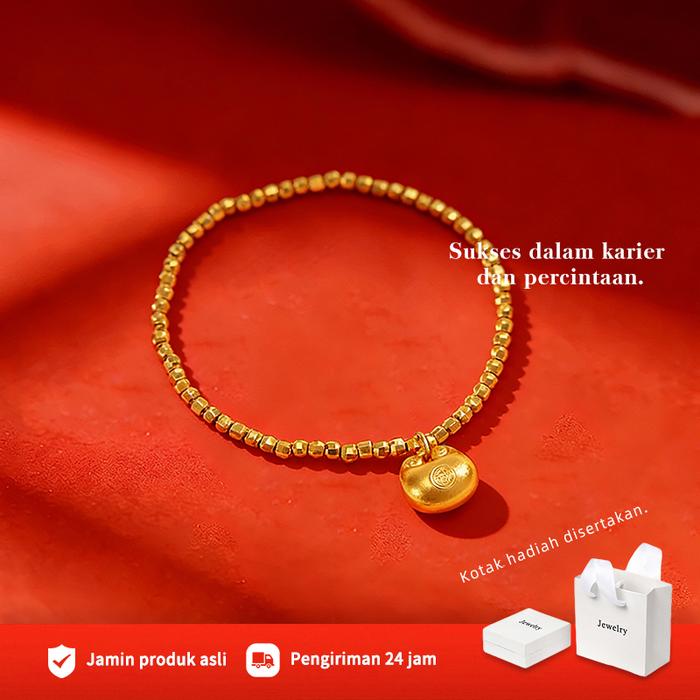Gelang azimat bertuah dengan manik bertuah yang berkilauan, diperbuat daripada emas tiruan, hadiah h