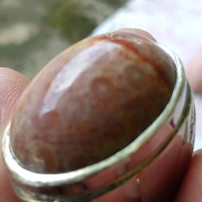 batu cincin bunga teratai merah keristal