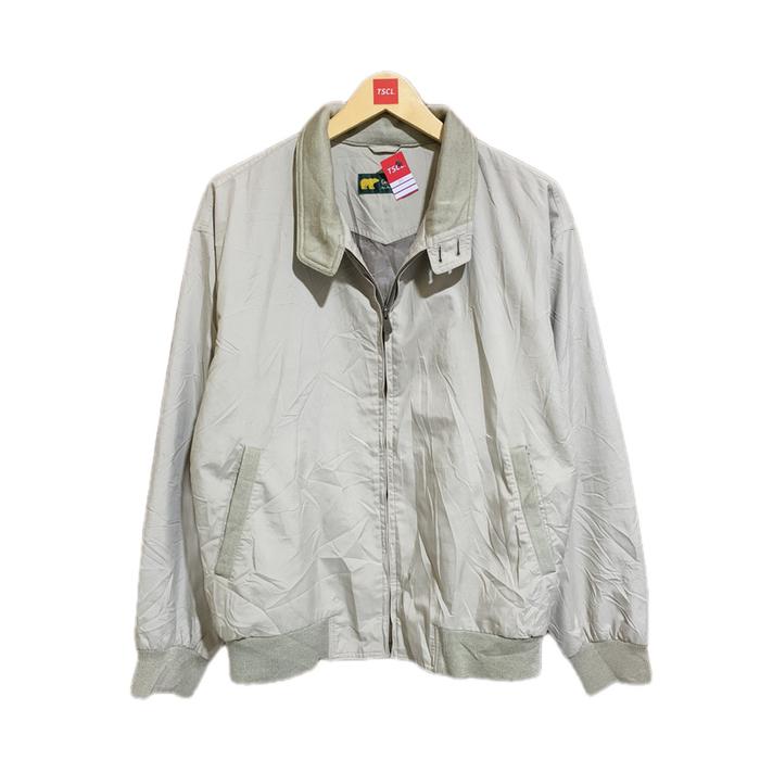 golden bear harrington jaket pria wanita unisex warna cream ukuran L XL Zipper Casual
