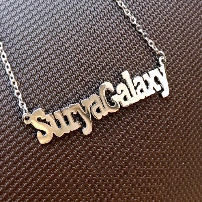 kalung nama liontin huruf surya galaxi model terkini