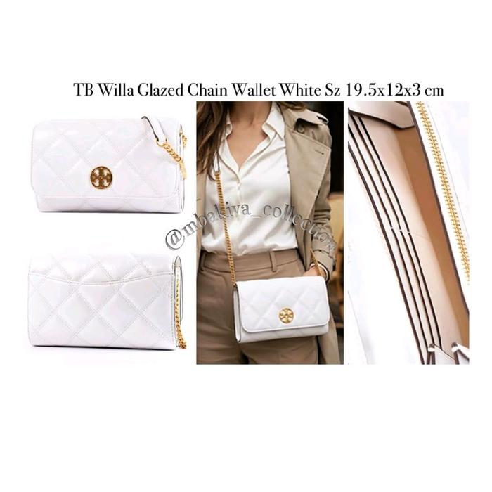 Willa Glazed Chain Wallet White