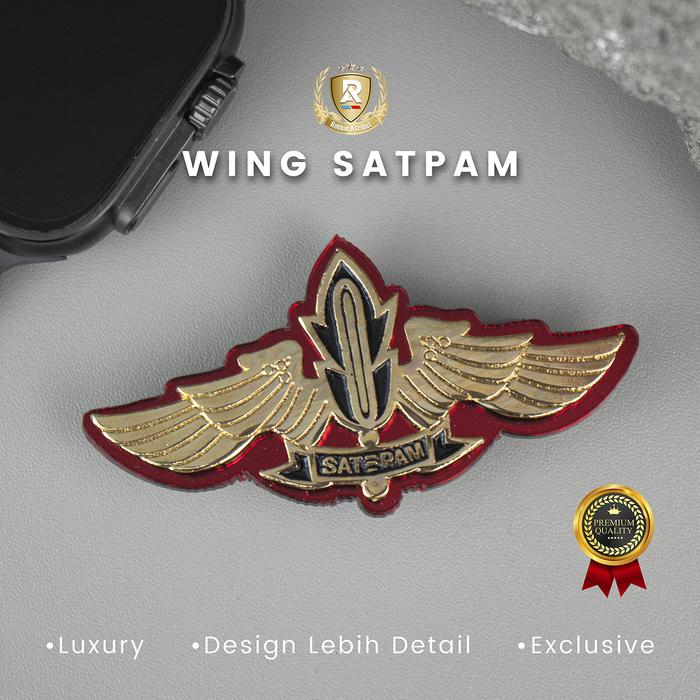Kw nangan satpam / gada satpam / mitra satpam / wing satpam / monogram satpam Emas Gold Clips Jarum 