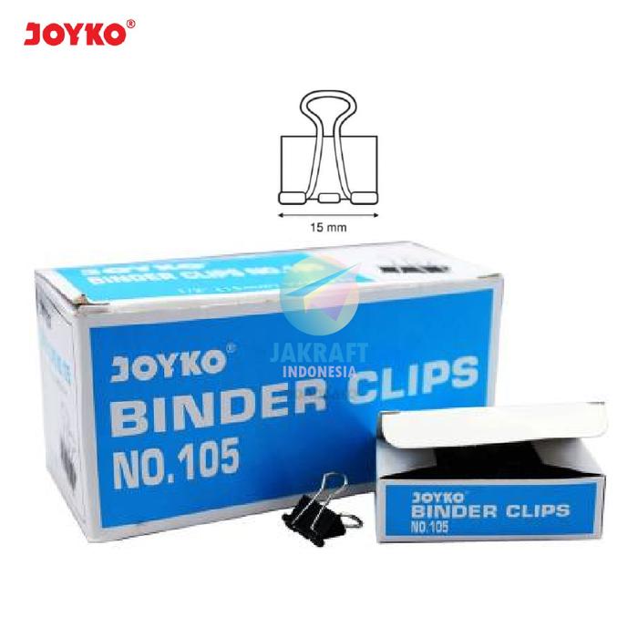 READY (144 Pcs) GROSIR Binder Clip JOYKO Kecil No.105 (15 mm) 0.5" Inch Hitam Black Clips Klip Penje