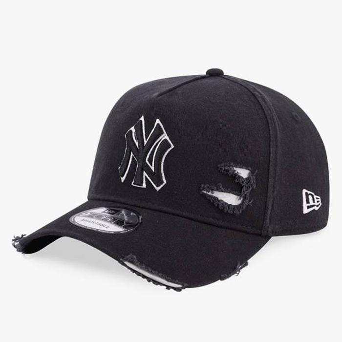 Topi new era damage black white