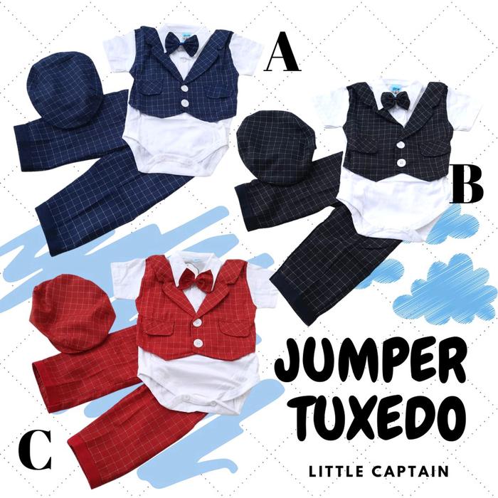 BAJU JUMPER BAYI LAKI-LAKI OUTFIT BAYI MODEL JUMPER TUXEDO