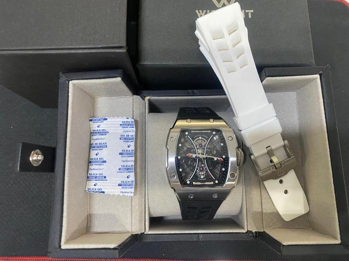 Wishdoit Hourglass Silver Skeleton Quartz Watch Plus New Extra Strap Original