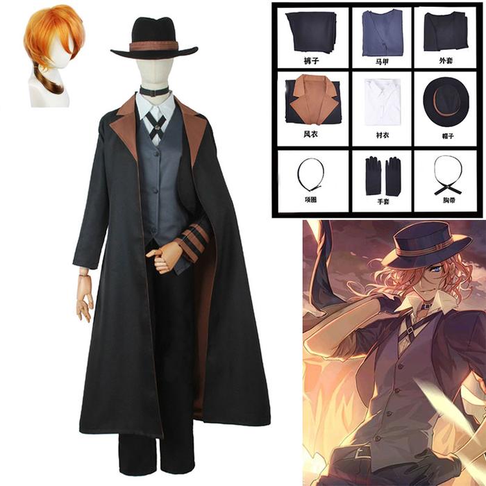 Anime Bungou Stray Dogs Nakahara Chuuya Kostum Pria Cosplay Topi