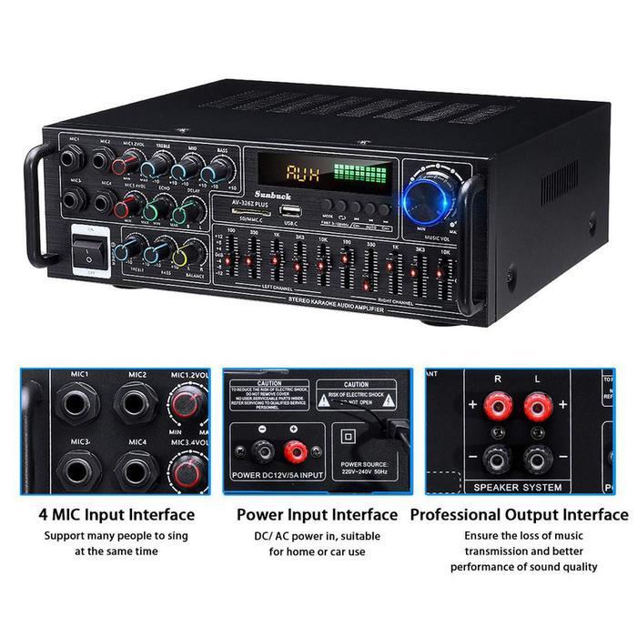 Sunbuck Bluetooth Audio Amplifier Karaoke Coaxial Optical - AV-298BO