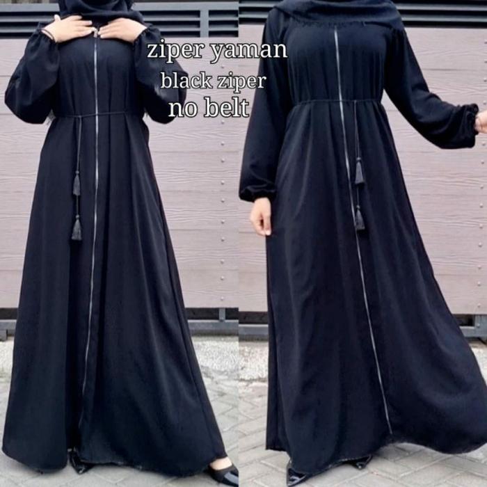 Abaya Hitam Gamis Turkey Zephy Ziper Yaman by Bungashop245 Muslim Turki Dress  Arab  Syari  Wanita B