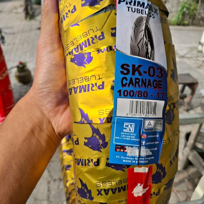 BAN PRIMAX SK03 100/80-17 TUBLES/BAN DEPAN HONDA CBR150R OLD/BAN DEPAN NEW CB150R/BAN LUAR DEPAN NEW