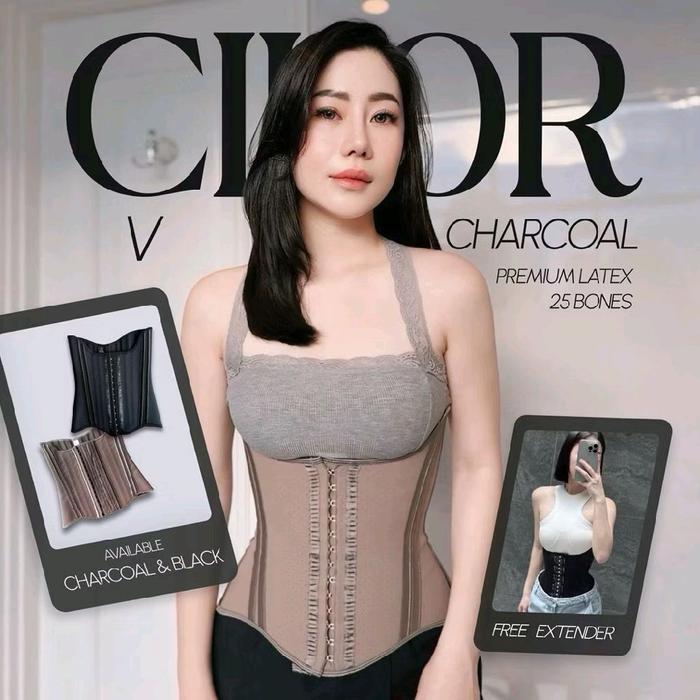 [Bondlou] Korset Cikor V Charcoal Premium Latex 25 Bones - Free extender