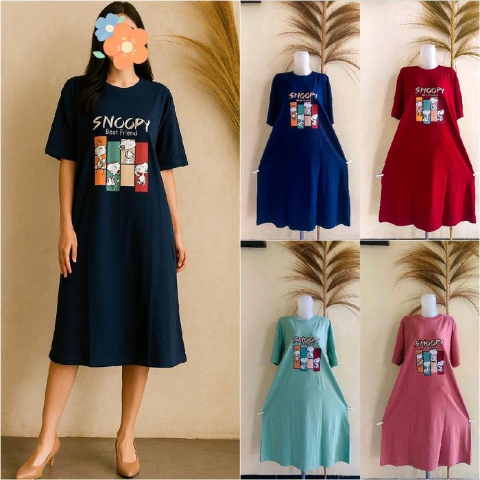[NARA] DASTER KAOS HOME DRESS NON BUSUI BAHAN KATUN COMBED 24S DRESS CASUAL WANITA KEKINIAN Midi  De