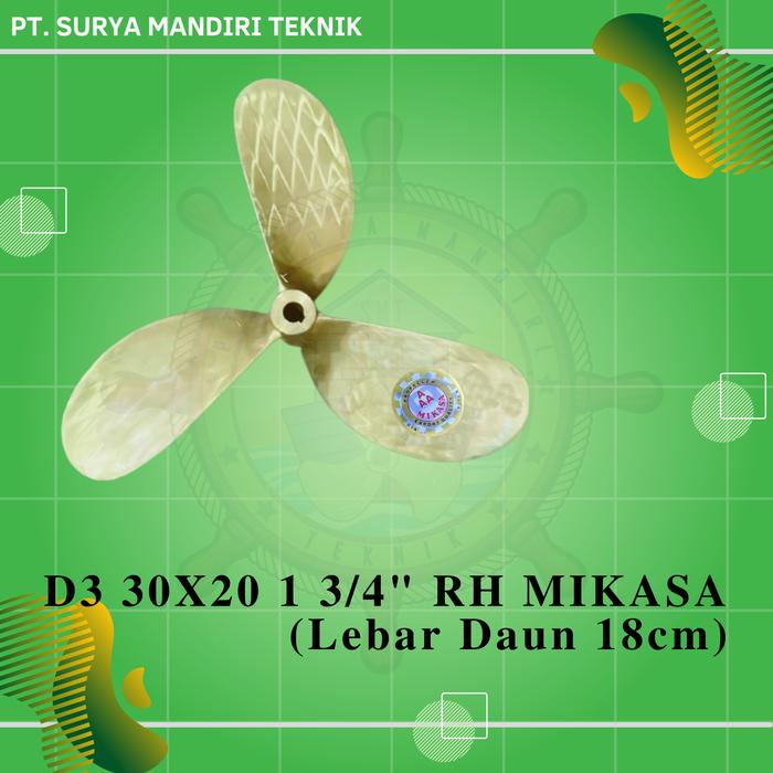 PROPELLER MIKASA KAPAL D3 30 X 20 O 1 3/4" KANAN RH BALING BALING KUNINGAN