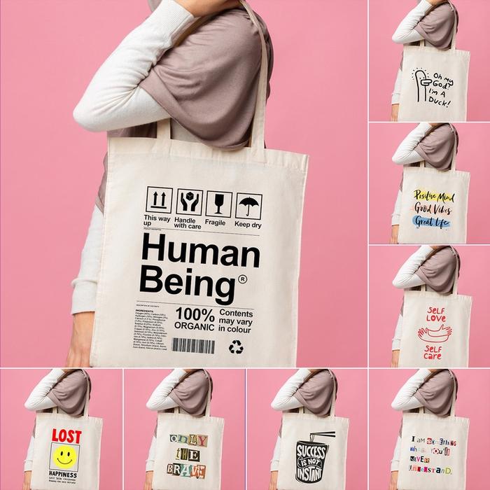 Tote Bag Totebag Blacu Unisex Estetik Motif Kata Kata Motivasi Quotes 1