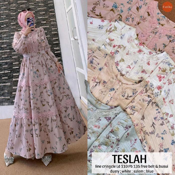TESLAH DRESS BY FATIHAH GAMIS Muslim HARIAN NYAMAN CANTIK