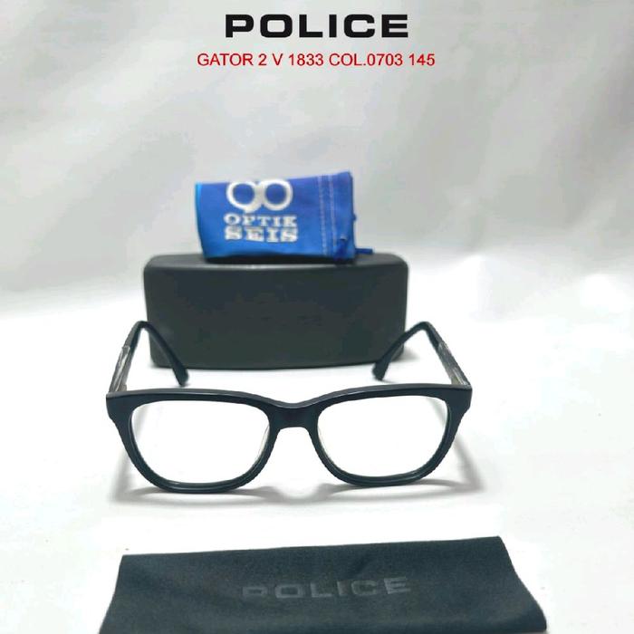 Police Kacamata Gator 2 V 1833 COL.0703 145 dengan Kualitas Optik Seis dan Tas Kacamata Optik Seis a