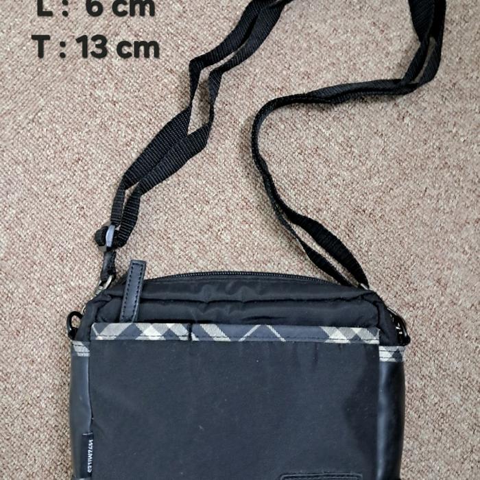slingbag nylon 1492MILES Black denan banyak poket