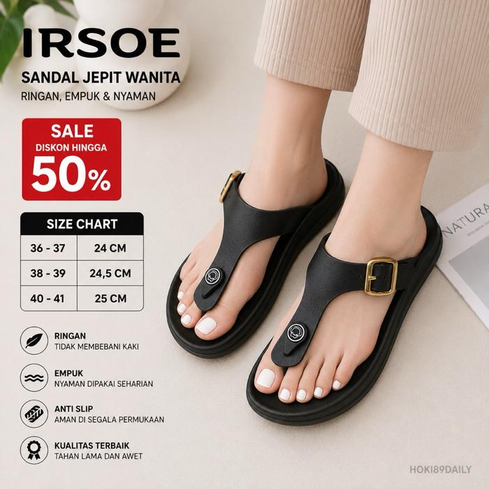 HOKI 89 DAILY | SANDAL WANITA IRSOE ORIGINAL SANDAL JEPIT WANITA PREMIUM SANDAL CASUAL WANITA SANDAL