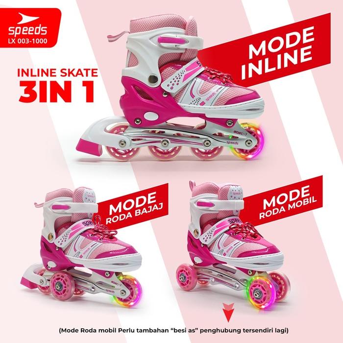 SPEEDS Sepatu Roda Dewasa Remaja Anak Inline Skate Roller Skate Laki-laki Perempuan Bajaj Skate 003-