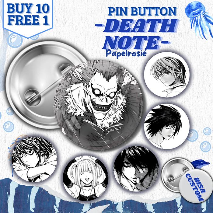 PIN BUTTON DEATH NOTE | PIN PENITI AESTHETIC 44MM DEATH NOTE MANGA| PIN PENITI BULAT AESTHETIC