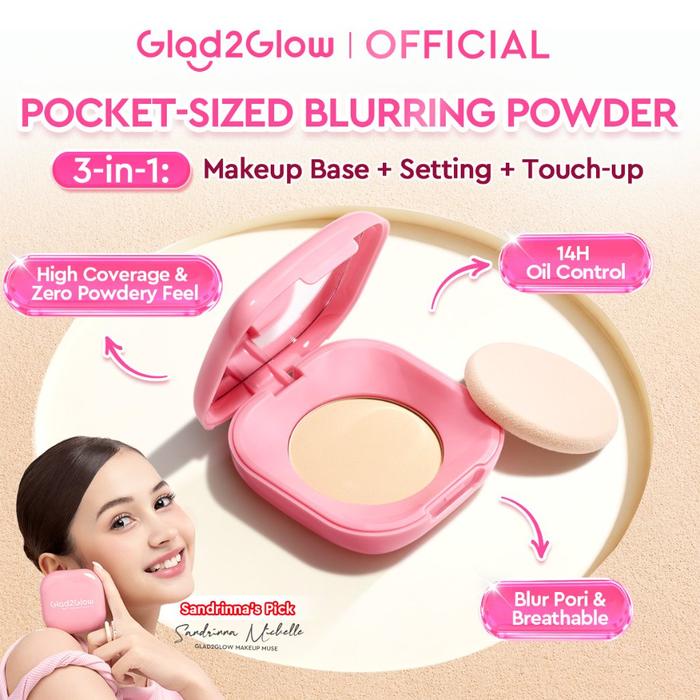 [BELI 3PCS,52.6K/pc]Glad2Glow PERFECT BLURRING POWDER FOUNDATION 4.5g TWC 12H Oil Control Tahan Lama