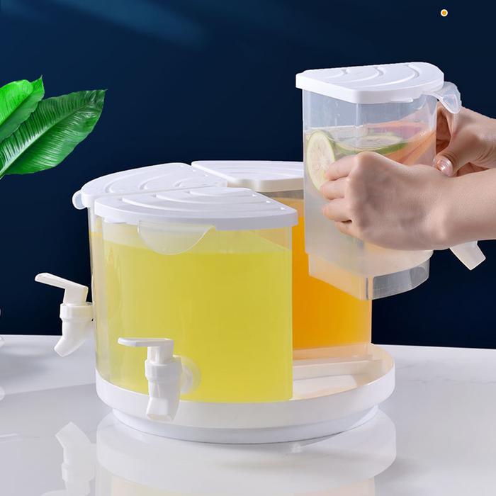 5.5L Plastic Juice Dispenser 4 Compartments Fridge Cold Water Jug