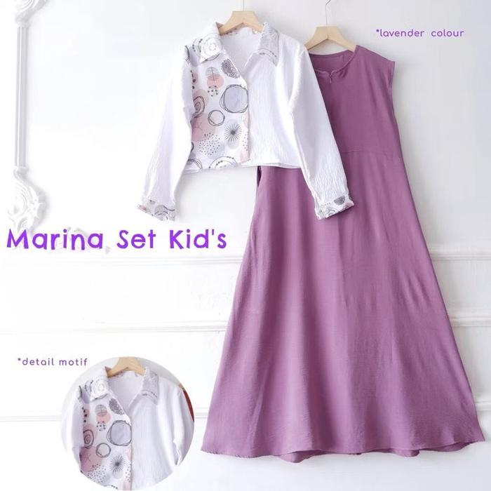 MARINA SET INNER KIDS 7-15 TAHUN CRINKLE PRINTING GAMIS CARDIGAN ANAK | GAMIS ANAK REMAJA | GAMIS RE