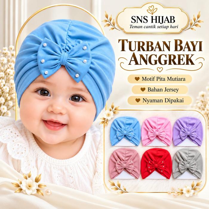 turban anggrek anak mutiara / turban bayi (TURBAN anggrek) packing plastik perpcs
