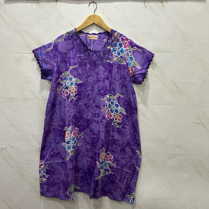 Nisma Rahman || ~ Daster Klok Batik Sunan ori Bordir ( motif Cantik ), Ukuran Standart dewasa