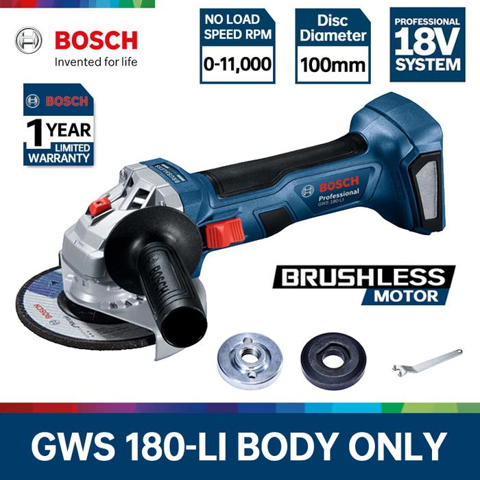 Bosch Cordless Angle Grinder GWS 180-LI Brushless Motor Rechargeable