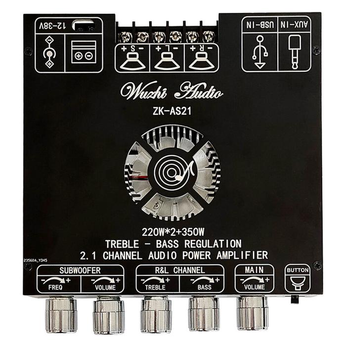 ZK-AS21 5.1 Bluetooth Digital, Papan Modul Penguat Daya 220WX2 + 350W