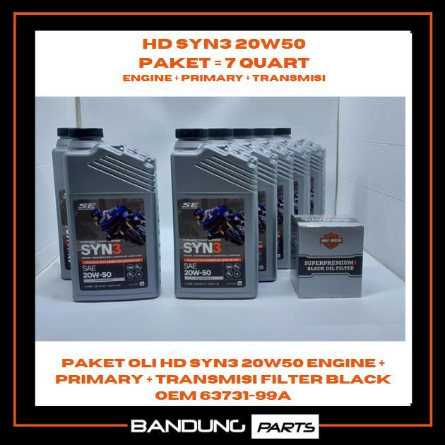 PAKET OLI MESIN + PRIMARY + TRANSMISI HARLEY DAVIDSON M8 - SYN3 20W50 FULL SYNTHETIC MOTORCYCLE OIL 