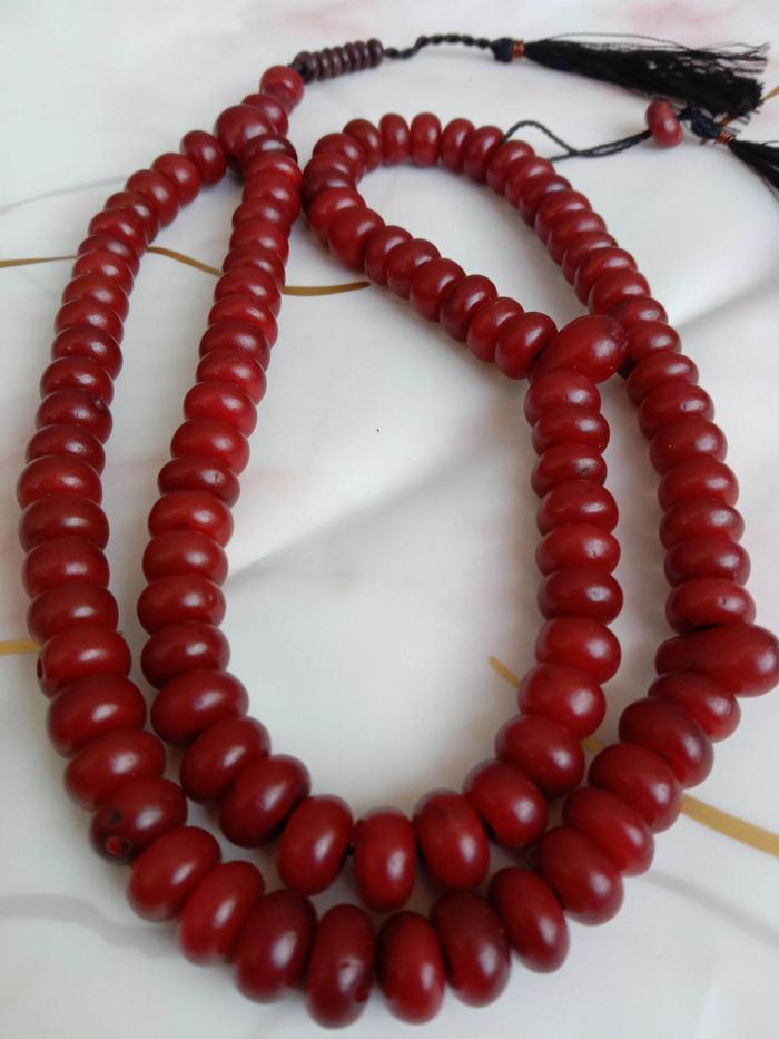 TASBIH BIJI GEBANG PIPIH (warna Merah) TASBIH MUSLIM/TASBIH KEKINIAN/TASBIH KEREN/TASBIH 99 BUTIR
