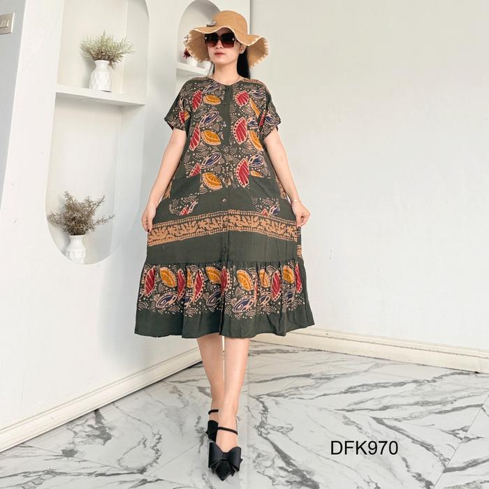 Daster Andin ld 110 Batik Cap Handmade By Vitela Busui Friendly kancing Bahan Rayon Pekalongan