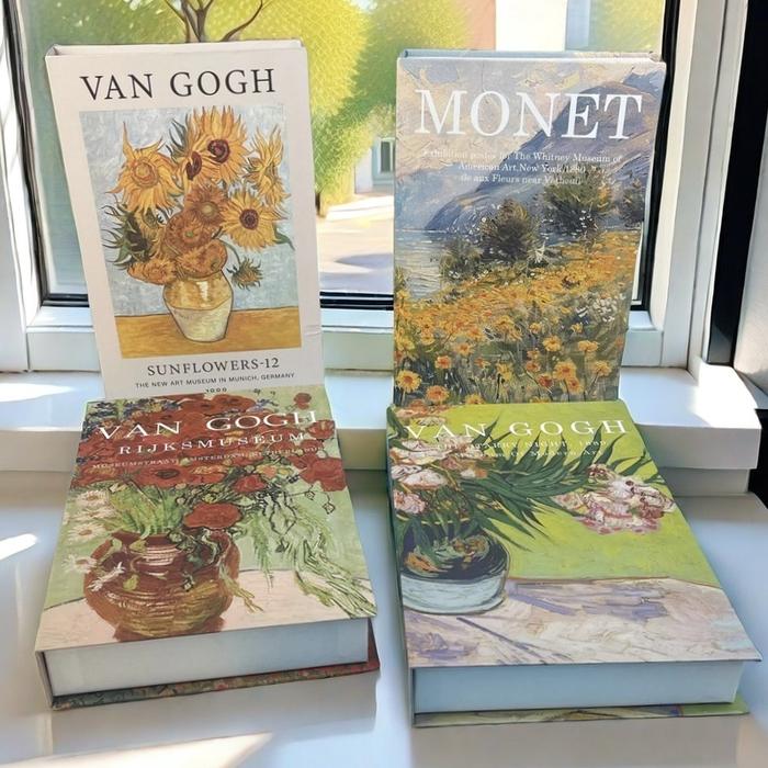 Monet Boho Decorative Books Abstract Luxury Fake Book Storage Box Home Decor Coffee Table Bedroom Or
