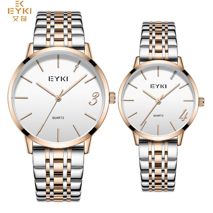 Jam Tangan Couple/Pasangan Eyki Original E2099 Tali Rantai Kombinasi