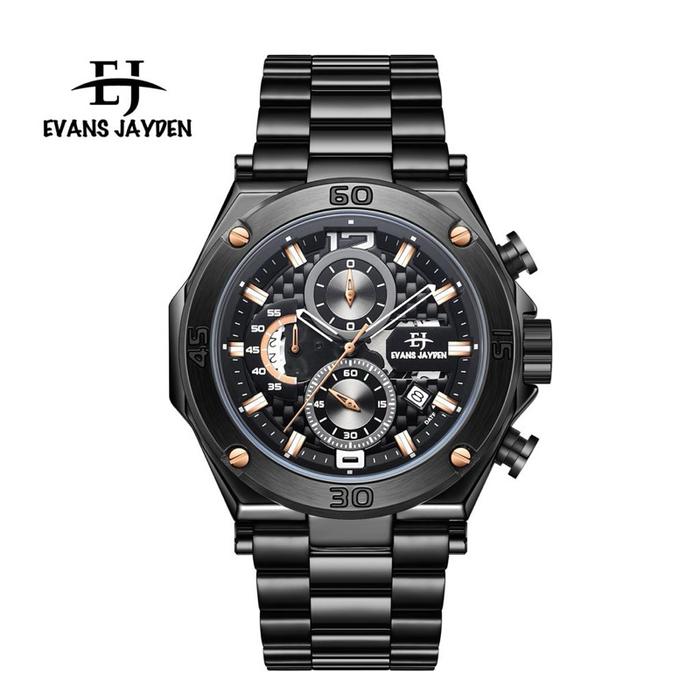 Jam tangan EVANS JAYDEN 9839 EJ9839 Anti Air Sapphire Glass Luminous Strap Rantai || Jam tangan Pria