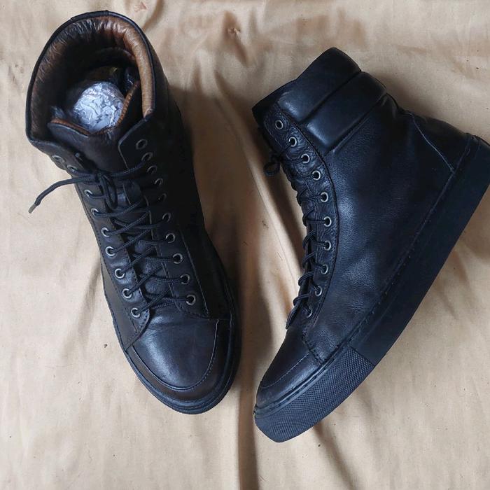 Sneakers Silent Damir Doma High Dark Brown Textured Leather