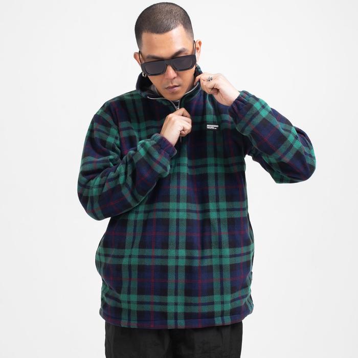 Mocking Truth - Plaid Green Halfzip Jacket Sherpa