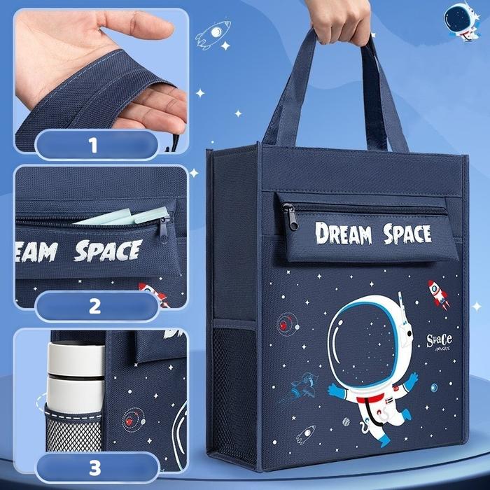 Tas Sekolah Map A4 Motif Kartun Tas Les Anak Dengan Resleting Tas Belajar Kanvas Anti Air Tas Kertas