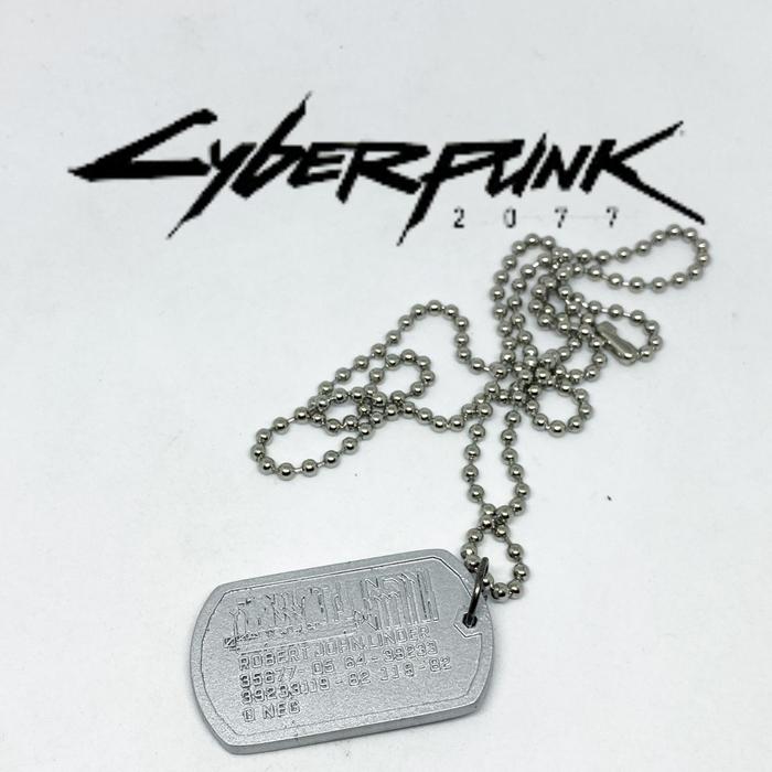 Kalung Cyberpunk 2077 Johnny Silverhand Nameplate Dog Tags Necklace
