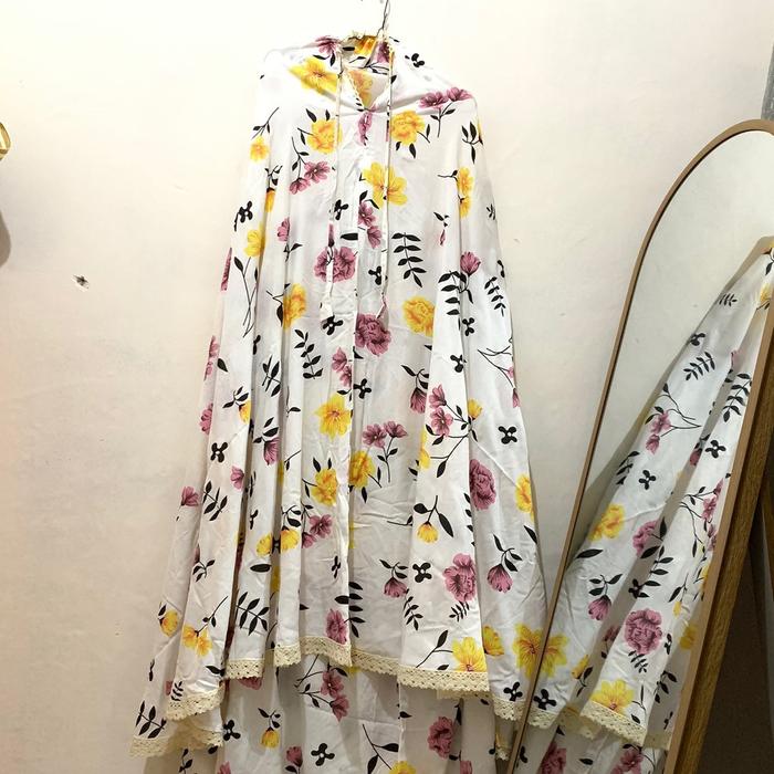 KL| Mukenah rayon || mukenah rayon motif || mukenah rayon putih || mukenah wanita Muslim