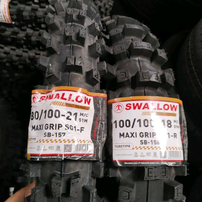 Sepasang Ban Swallow Maxigrip 80/100-21 & 100/100-18 Ban Crf Wr trail