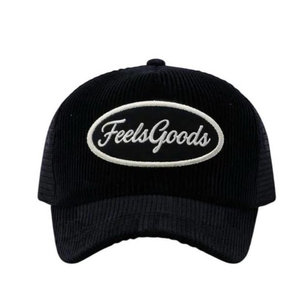 Feels Goods- Trucker hats corduroy Black Topi Jaring corduroy hitam Unisex feels goods.co Black whit