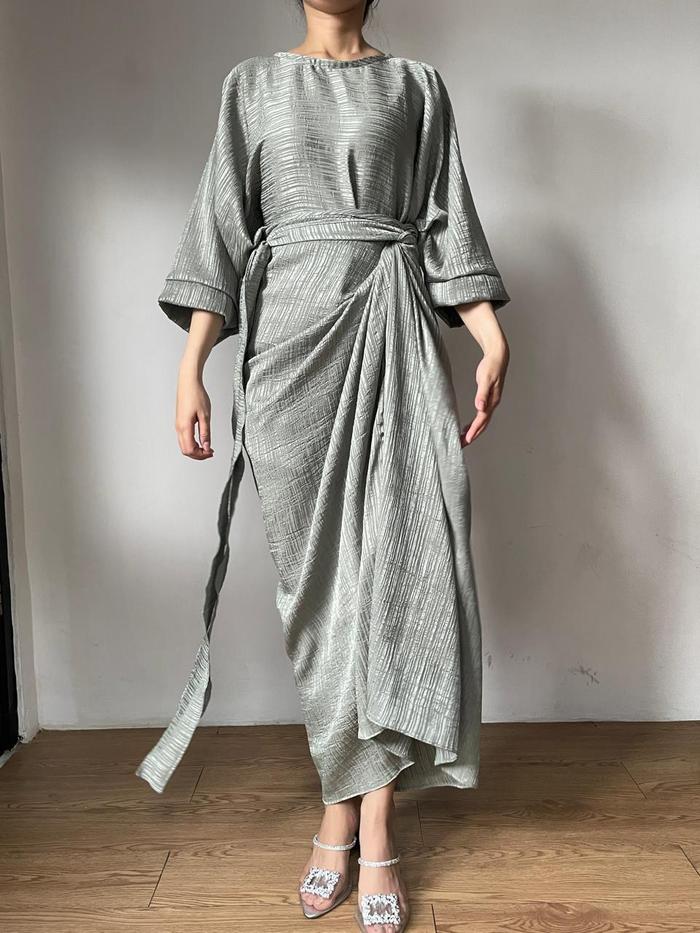 Zea - Ava - Setelan Set Kaftan dan Rok Lilit Katun Polos Multi Look