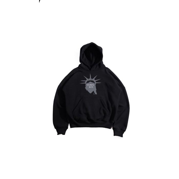 Caysie.co - Hoodie Boxy Fit Hitam Bahan Cotton Fleece