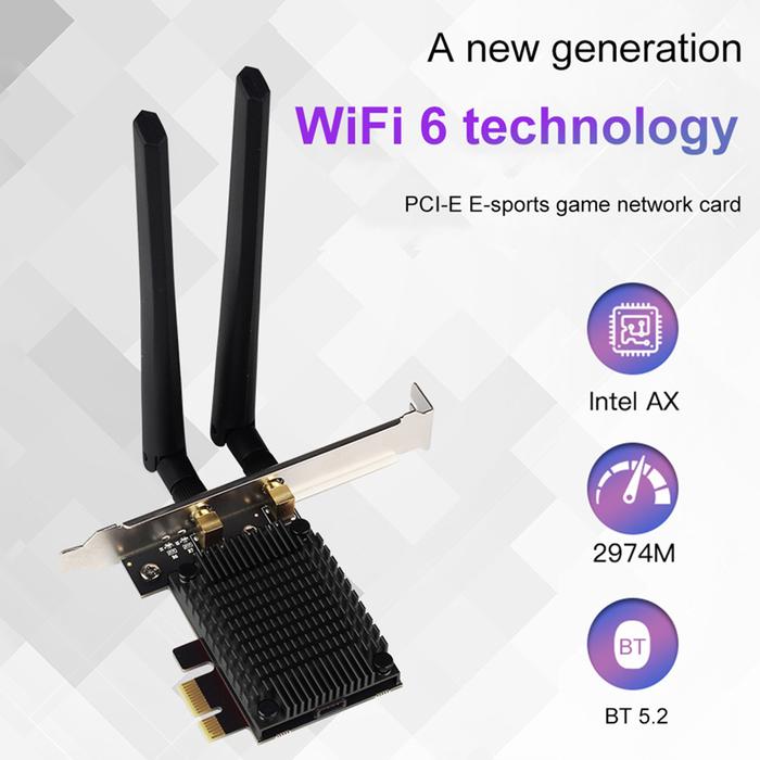 WiFi Card Wi-Fi 6 PCIE Desktop Adapter WiFi Card Bluetooth-compatible
