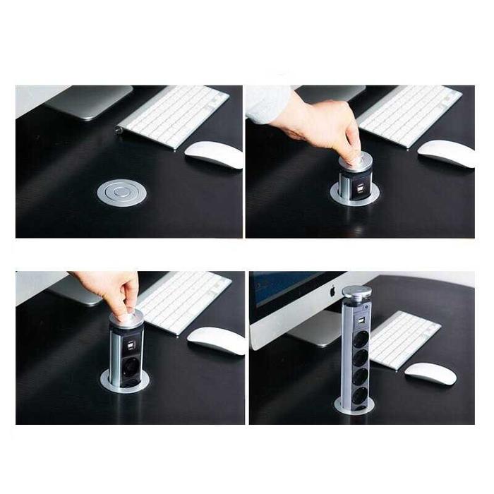 Primal CXFG Stop Kontak Tanam Meja Pop Up Electric Plug Socket with USB Port - CF2US