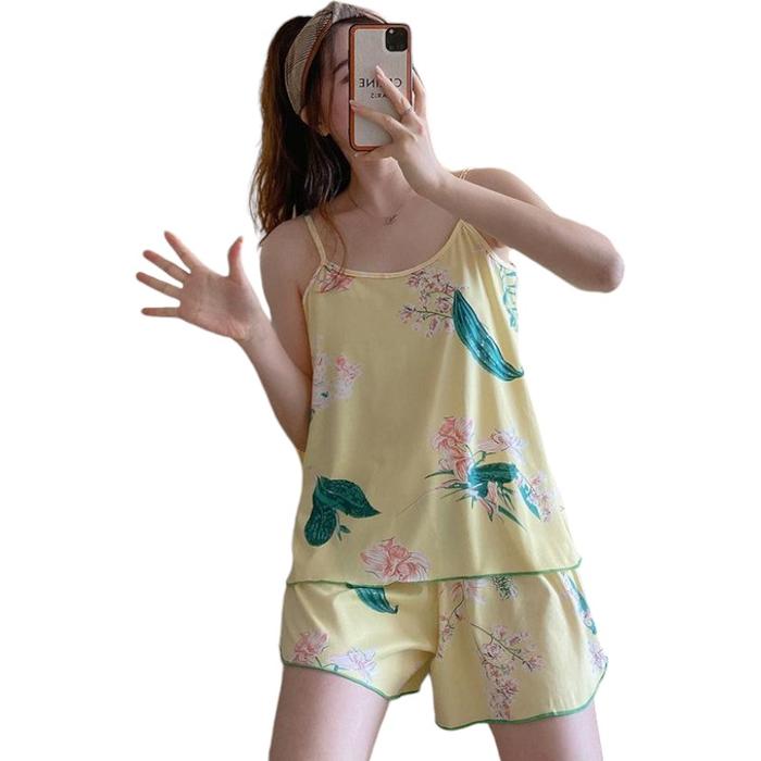 { Cozy } Setelan Piyama Sleepwear Tali Pundak 1 Tanpa Lengan Short Pants All Varian Spandek Import S